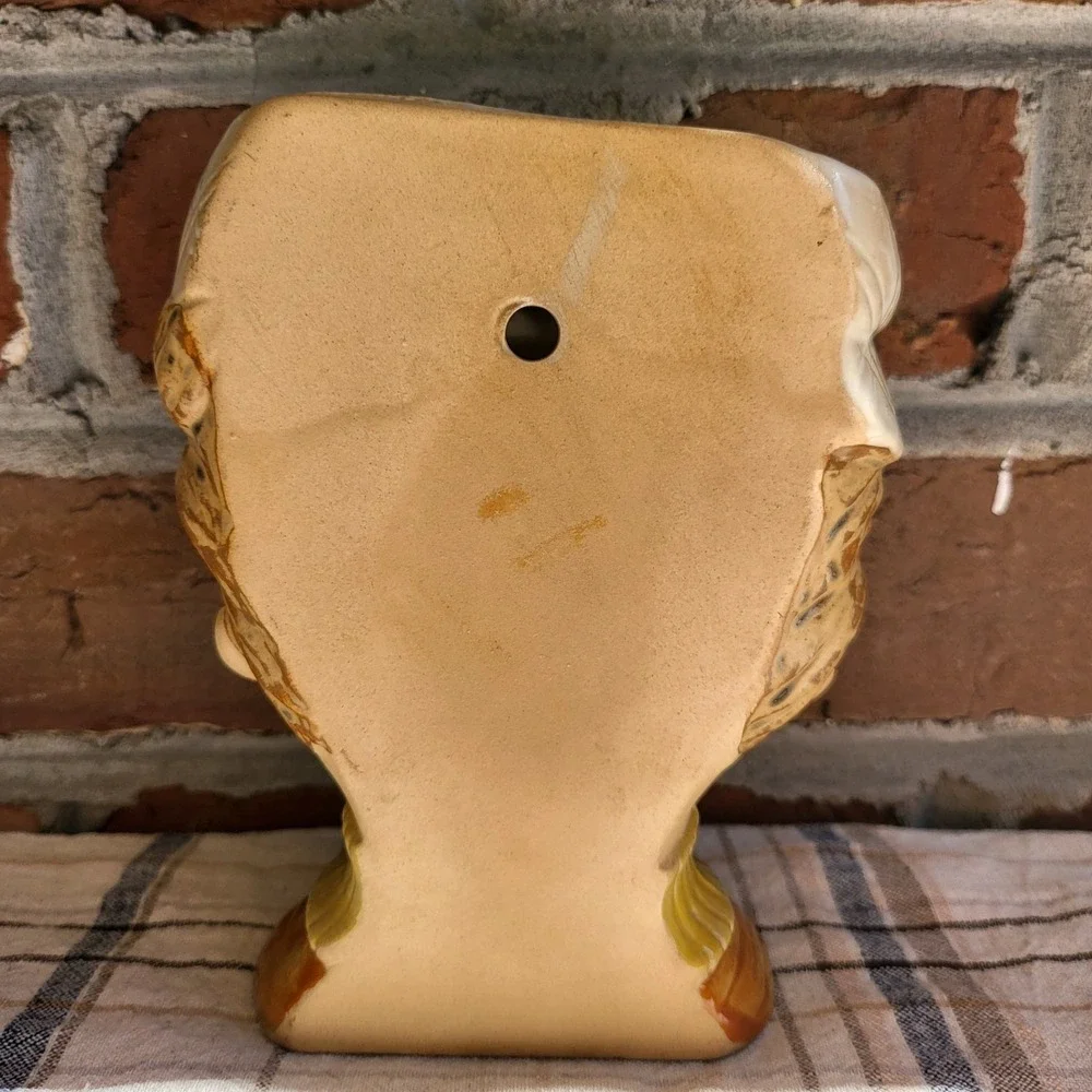 Vintage Wall Pocket Head Face Boy with Hat Wall Vase Vintage • MCM Wall Vase